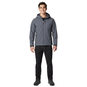 High Quality Men's Autumn <b>Canvas</b> Breathable Quick Dry Waterproof <b>Plain</b> Clothing Front Logo Hooded Stand Casual Wear - Product Image 1