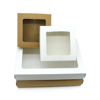 Grande Boîte de Dégustation Noire en Carton pour Petit-Déjeuner, Carrée Rectangulaire avec Couvercle Transparent, Réutilisable, Fenêtre en Papier