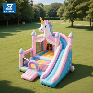 Château gonflable licorne, château gonflable d'intérieur pour enfants avec toboggan et trampoline - Product Image 4
