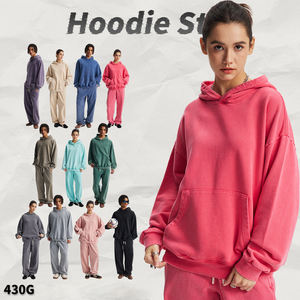 Sweat à capuche surdimensionné en molleton français 100 % coton, tissu personnalisé, vintage, uni, délavé à l'acide, pour homme - Product Image 2