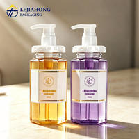 Flacon pompe octogonal en PET de 300 ml, 450 ml, 500 ml pour lotion, shampoing, gel douche, emballage cosmétique, OEM, ODM, logo personnalisé