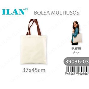 Borsa in tela multiuso Ilan 37x45cm colore marrone naturale design verticale - Product Image 3