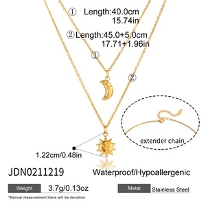 Collar con Colgante de Sol y Luna en Acero Inoxidable Chapado en Oro de 18K, Joyería Vintage de Lujo para Mujer, Hipoalergénico, Cadena Tipo O - Product Image 5
