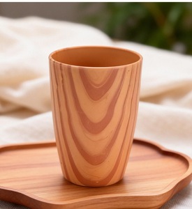 Gobelet réutilisable en plastique PP imitation bois Bencircle, gobelet à eau de qualité alimentaire sans BPA, gobelet à jus pour la maison, la cuisine et les restaurants - Product Image 3
