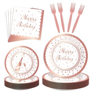 <span class=keywords><strong>Vaisselle</strong></span> <span class=keywords><strong>jetable</strong></span> élégante de couleur champagne personnalisable pour l'<span class=keywords><strong>anniversaire</strong></span> d'une fille - Product Image 5