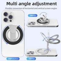 Support de téléphone magnétique flexible en alliage, avec logo personnalisé OEM/ODM, pour bureau, avec anneau de maintien et support réglable en hauteur, directement de l'usine