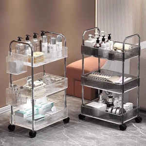 Carrito de Almacenamiento Acrílico de 3 Niveles, Transparente, Móvil, para Cosméticos, para Salón de Uñas y Belleza - Product Image 3