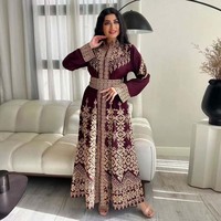 Nouvelle Robe Longue Modeste et Respirante à Fermeture Éclair, Style Ethnique Floral, Longueur Cheville, Manches Longues, pour l'Aïd et les Mariages, pour Femmes Musulmanes Arabes de Dubaï