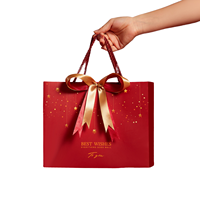 Sacs cadeaux en carton blanc haut de gamme, ruban, estampage à chaud or, impression offset, logo personnalisé, promotion, supermarché