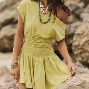 เดรสผู้หญิงแบบไหล่เดียวสีพื้นทรงเอเข้ารูปเอวสูง รุ่นใหม่สุดฮอตประจำฤดูร้อนปี 2025 - Product Image 2