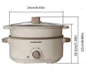 Casserole <span class=keywords><strong>électrique</strong></span> multifonctionnelle 3L 800W 220V avec cuve intérieure antiadhésive, cuiseur vapeur <span class=keywords><strong>électrique</strong></span> double couche pour la maison, logo personnalisé - Product Image 2