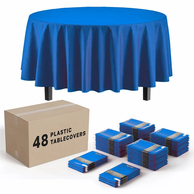 Fabrik Großhandel 84 Zoll runde Tischdecken in Bulk Kunststoff Einweg Tischdecken Tischdecke für Partys von der Hülle