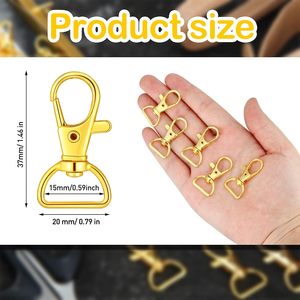 Hotop Mousquetons pivotants, crochets de fixation pour lanières, crochets de porte-clés, fermoirs mousquetons métalliques avec anneaux en D pour porte-clés, sacs à main et accessoires de quincaillerie - Product Image 2