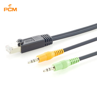 Kabel Splitter RJ45 8P8C Male ke Dual 3.5mm Male 1/8'' TRS Stereo AXIA untuk Sistem Siaran Konsol Radio Audio Node Analog