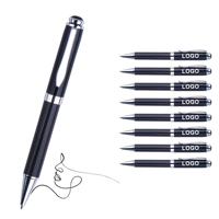 Stylo bille de luxe noir classique en métal et acrylique avec mécanisme torsadé, personnalisable avec logo imprimé pour cadeau d'affaires