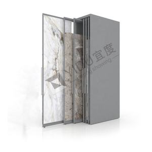 现代风格倾斜瓷砖展示架系统岩石金属瓷砖金属地板石塔石英展示架 - Product Image 1