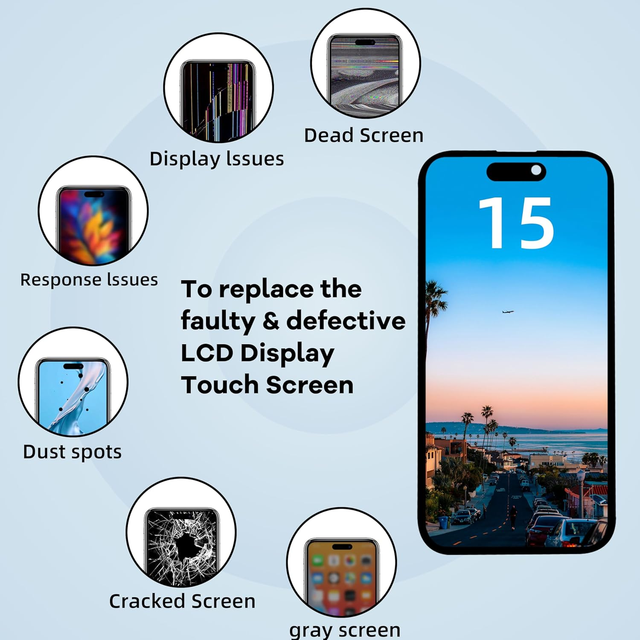 Mobile LCD Screen for iPhone 15 Incell Touch Screen Replacement for iPhone X 11 12 13 14 15 16 Pro Max Screen