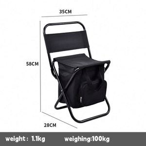 Tabouret pliant en tissu Oxford et acier avec logo personnalisé, siège portable pour randonnée et pique-nique en extérieur avec sac isotherme - Product Image 2