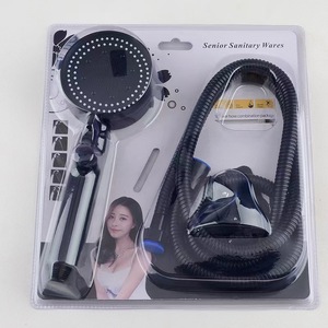 Juego de ducha negro de 5 velocidades con manguera, cabezal de ducha redondo tipo lluvia, ABS, portátil, fácil de limpiar, para baño. - Product Image 1