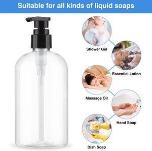 Bouteilles de shampooing rondes transparentes en PET de 32 oz/1 litre, vides, rechargeables, sans BPA, avec pompe pulvérisatrice et impression sérigraphique - Product Image 6