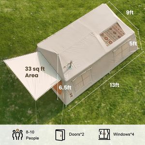 <span class=keywords><strong>Tente</strong></span> de camping gonflable <span class=keywords><strong>6</strong></span>/8 personnes, grande, simple couche, Oxford PVC, portable, installation rapide, 2 portes, pompe, étanche, extérieur, trois - Product Image 2