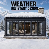 Véranda en alliage d'aluminium à charge neigeuse extrême, renforcée, avec verre noir robuste, à rupture de pont thermique, isolée, pour villa moderne et hôtel