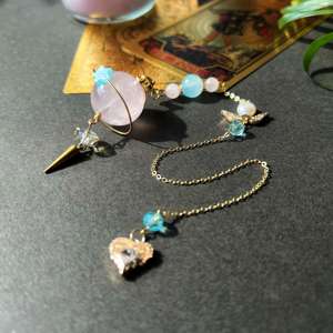 뜨거운 판매 장미 석영 구 크리스탈 요술 진자 자동차 교수형 DIY 목걸이 마스코트 테마 치유 돌 선물 아이디어 - Product Image 4