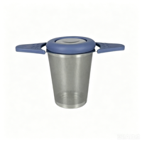 Infuseur à thé réutilisable en acier inoxydable 304, style vintage, à double poignée, avec couvercle et filtre à thé, design poli pour services à café et à thé