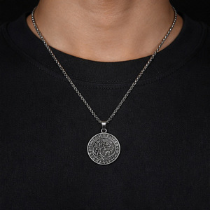 Yunnique – collier avec pendentif tête de loup Viking, en acier inoxydable, bijoux cadeau à la mode pour hommes, 3x60cm - Product Image 4