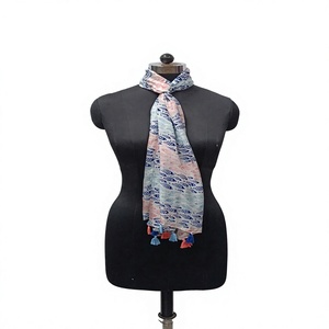 Women Chiffon <b>Scarf</b> <b>Long</b> Lightweight Digital Printed Fish Pattern Tassel Trim All Seasons Daily Wear - Product Image 1