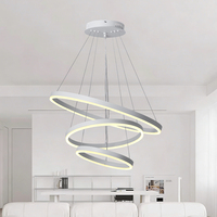 Lustre LED circulaire pour villa, suspension LED 70W, corps de lampe en acrylique noir pour escalier, plafonnier à économie d'énergie