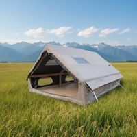 300D Haki Gri Kaplamalı Oxford Şişme Dört Mevsim Su Geçirmez Kabin Çadırı 3*4m Taşınabilir Rüzgar Geçirmez Glamping 0.52mm PVC Hızlı Kurulum