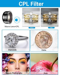 Apexel 10X เลนส์มาโครและฟิลเตอร์ CPL สำหรับสมาร์ทโฟน98% เลนส์กล้องมีรายละเอียดเล็กๆ APL-HB100CPL - Product Image 6