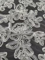 Tissu en dentelle africaine perlée de haute qualité, broderie de sequins et perles nigériennes, dentelle française en tulle pour robe de soirée