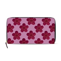 Dompet Koin Hawaii Tempat Kartu Identitas dengan Desain Bunga Hau, Kulit PU Anti Air, Cetak Kustom, Dompet Panjang Wanita dengan Ritsleting
