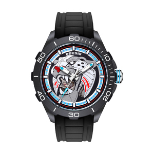 Dessio Men's Custom Quartz <b>Watch</b> with Steampunk Skeleton Design Personalized Transparent Silicone Strap <b>Case</b> for Wristwear - Product Image 1