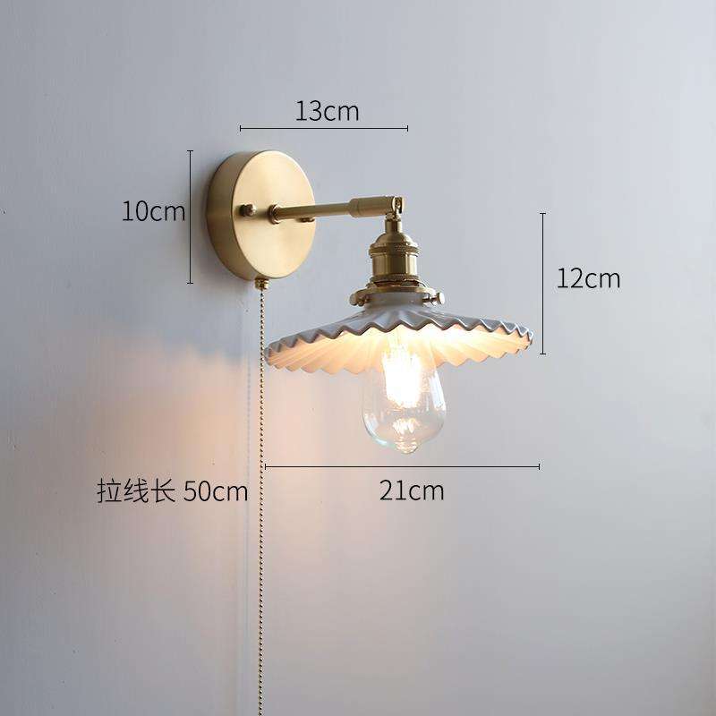 All copper cable wall lamp [white light pleated ceramic]]