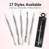 Pousse-cuticules double extrémité en acier inoxydable avec logo personnalisé, grattoir nettoyeur d'ongles, outil de manucure et pédicure pour salon, vente en gros