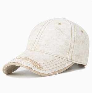 Casquette de baseball en jean délavé vintage, bord effiloché, brodée, style streetwear, ajustable, type Dad Hat - Product Image 4