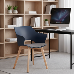 Nouvelle Chaise de Salle à Manger en Plastique à Dossier Haut avec Pieds en <span class=keywords><strong>Bois</strong></span>, Idéale pour Restaurants, Cafés, Bureaux et Chambres – Design Moderne et Abordable - Product Image 1