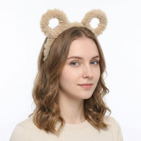Serre-tête en peluche oreilles d'ours mignonnes, doux et moelleux en polaire bouclée, accessoires capillaires pour fêtes et usage quotidien, plusieurs couleurs