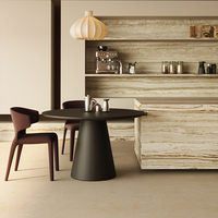 Table à manger ronde en bois massif de qualité supérieure, écologique, 4 places, design minimaliste, ensemble de salle à manger compact AD-Z2611