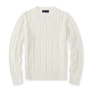 Nuovo Pullover da <span class=keywords><strong>Uomo</strong></span> Invernale in Cotone Lavorato a Trecce con Logo Personalizzato, Girocollo e Vestibilità Aderente Stile Old Money - Product Image 3