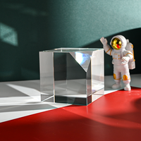 Cube en cristal transparent gravé au laser 3D de haute qualité 50*50*50mm, prêt à être expédié, avec boîte cadeau à coins coupés