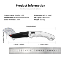 Couteau de survie tactique pliable EDC Yeehand à lame tranchante en acier D2 personnalisable avec manche en aluminium