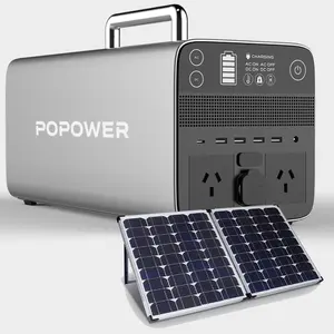 POPOWER2023新製品ソーラーエネルギー貯蔵システム正弦波インバーター110V220V1000Wポータブルソーラー発電機発電所