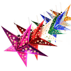 Décoration de Noël <span class=keywords><strong>en</strong></span> papier étoile 3D ajourée au laser, pendentif étoile, imperméable, écologique, pour les fêtes de mariage <span class=keywords><strong>en</strong></span> intérieur/extérieur - Product Image 3