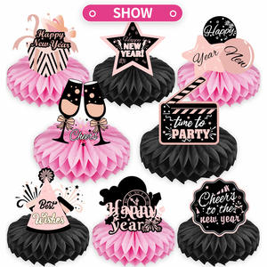 뜨거운 판매 <span class=keywords><strong>2026</strong></span> 친환경 럭셔리 해피 뉴 이어 벌집 볼 펜던트 핑크 종이 벌집 스탠드 - Product Image 6