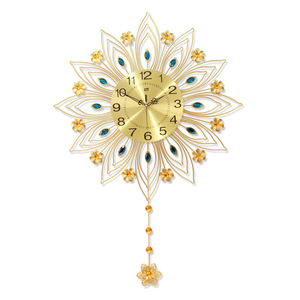 Toàn Bộ Bán Hoa Thiết Kế Kim Cương Sáng Bóng Năm Mới Phong Cách Châu Âu Thời Trang Bắc Âu Màu Đen Trang Trí Kim Loại Đồng Hồ Treo Tường Cho Trang Trí Nội Thất - Product Image 3