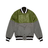 KVJ105 Veste universitaire de baseball universitaire personnalisée pour hommes Mode d'hiver en laine et cuir sans col Broderie écologique